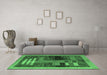 Machine Washable Abstract Emerald Green Modern Area Rugs in a Living Room,, wshabs4713emgrn