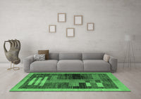 Machine Washable Abstract Emerald Green Modern Rug, wshabs4713emgrn