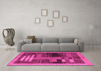 Machine Washable Abstract Pink Modern Rug, wshabs4713pnk