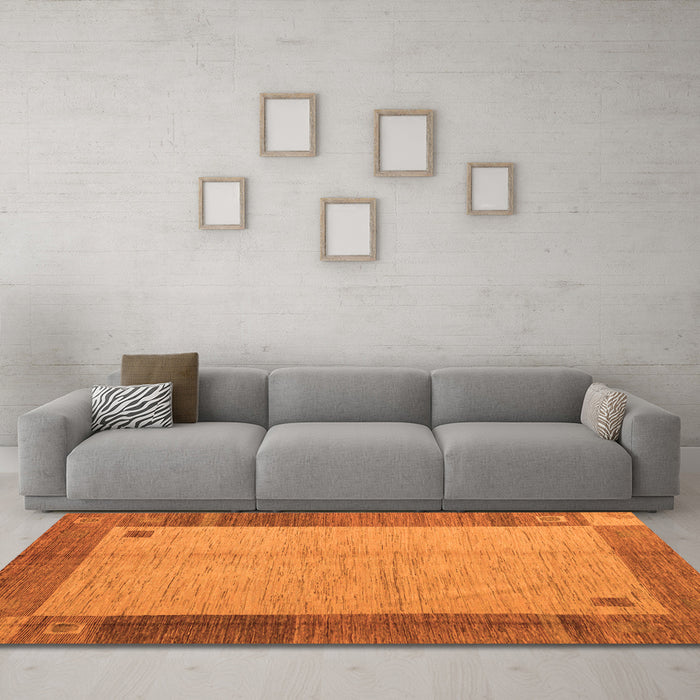 Machine Washable Abstract Orange Modern Area Rugs in a Living Room, wshabs4714org