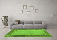 Machine Washable Abstract Green Modern Rug, wshabs4714grn