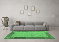 Machine Washable Abstract Emerald Green Modern Rug, wshabs4714emgrn