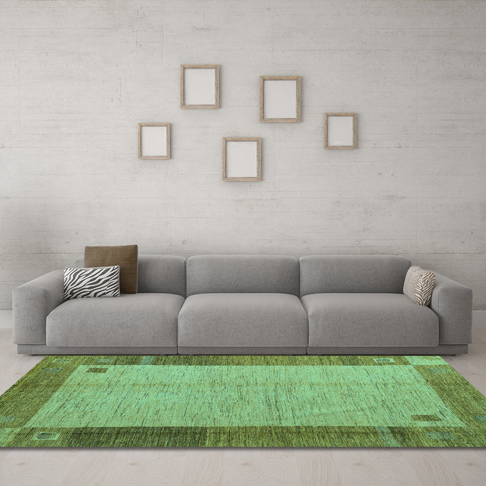 Machine Washable Abstract Turquoise Modern Area Rugs in a Living Room,, wshabs4714turq
