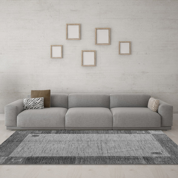 Machine Washable Abstract Gray Modern Rug in a Living Room,, wshabs4714gry