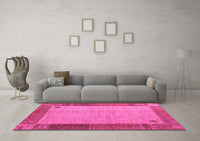 Machine Washable Abstract Pink Modern Rug, wshabs4714pnk