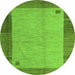 Round Abstract Green Modern Rug, abs4714grn