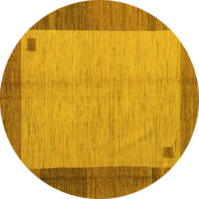 Round Abstract Yellow Modern Rug, abs4714yw