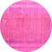 Round Abstract Pink Modern Rug, abs4715pnk