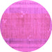 Round Machine Washable Abstract Purple Modern Area Rugs, wshabs4715pur