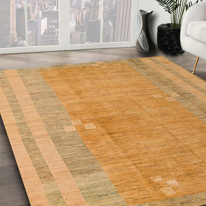Abstract Orange Modern Rug in Family Room, abs4715