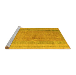 Sideview of Machine Washable Abstract Yellow Modern Rug, wshabs4715yw