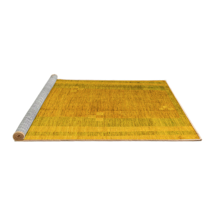 Sideview of Machine Washable Abstract Yellow Modern Rug, wshabs4715yw