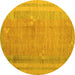 Round Abstract Yellow Modern Rug, abs4715yw