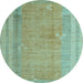 Round Abstract Light Blue Modern Rug, abs4715lblu