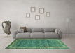 Machine Washable Abstract Turquoise Modern Area Rugs in a Living Room,, wshabs4716turq