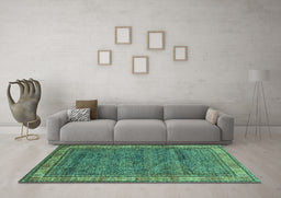 Machine Washable Abstract Turquoise Modern Area Rugs in a Living Room,, wshabs4716turq