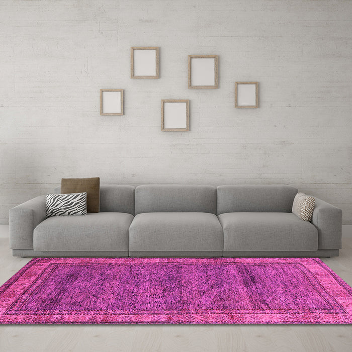 Machine Washable Abstract Pink Modern Rug in a Living Room, wshabs4716pnk