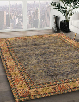 Machine Washable Abstract Dark Sienna Brown Rug in a Family Room, wshabs4716