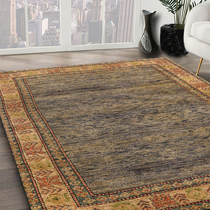 Machine Washable Abstract Dark Sienna Brown Rug in a Family Room, wshabs4716