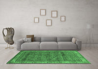 Machine Washable Abstract Emerald Green Modern Rug, wshabs4716emgrn