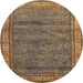 Round Machine Washable Abstract Dark Sienna Brown Rug, wshabs4716