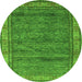 Round Machine Washable Abstract Green Modern Area Rugs, wshabs4716grn