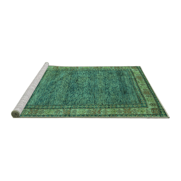 Sideview of Machine Washable Abstract Turquoise Modern Area Rugs, wshabs4716turq