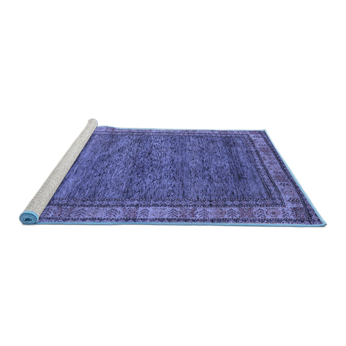 Sideview of Machine Washable Abstract Blue Modern Rug, wshabs4716blu