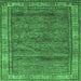 Square Abstract Emerald Green Modern Rug, abs4716emgrn