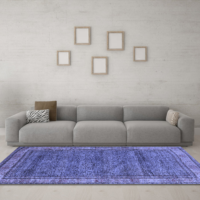 Machine Washable Abstract Blue Modern Rug in a Living Room, wshabs4716blu