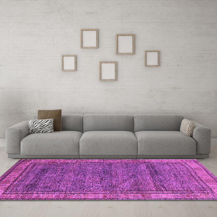 Machine Washable Abstract Purple Modern Area Rugs in a Living Room, wshabs4716pur
