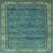 Square Abstract Light Blue Modern Rug, abs4716lblu