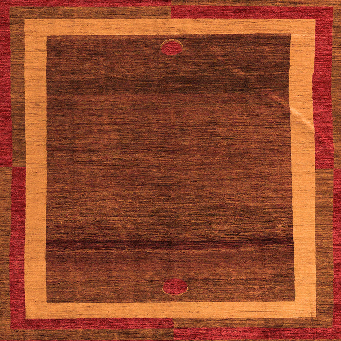 Square Machine Washable Abstract Orange Modern Area Rugs, wshabs4717org