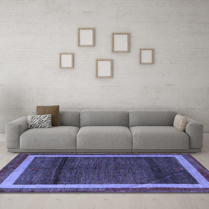 Machine Washable Abstract Blue Modern Rug in a Living Room, wshabs4717blu