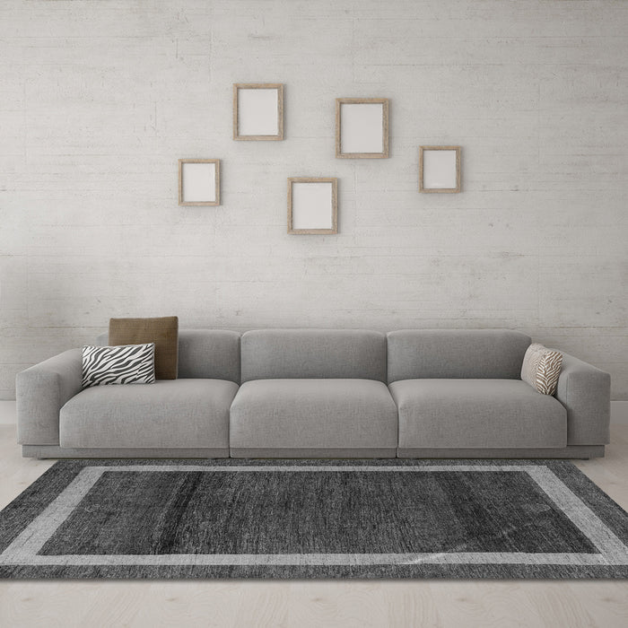 Machine Washable Abstract Gray Modern Rug in a Living Room,, wshabs4717gry