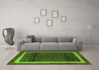 Machine Washable Abstract Green Modern Rug, wshabs4717grn