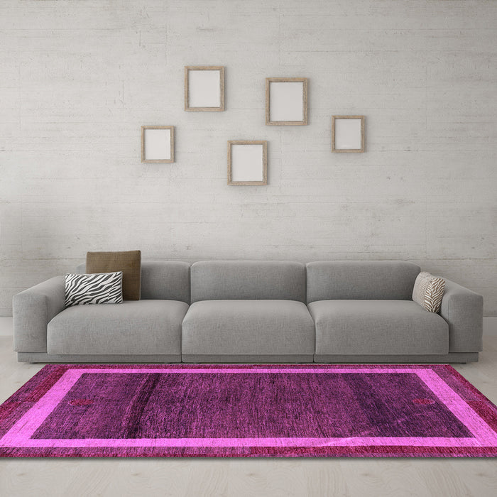 Machine Washable Abstract Purple Modern Area Rugs in a Living Room, wshabs4717pur