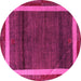 Round Machine Washable Abstract Pink Modern Rug, wshabs4717pnk