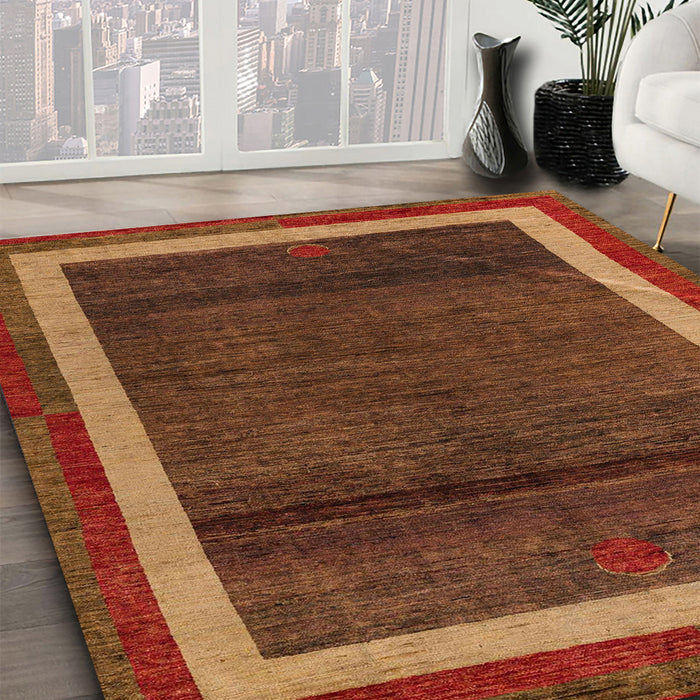 Abstract Red Modern Rug in Family Room, abs4717