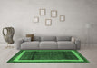 Machine Washable Abstract Emerald Green Modern Area Rugs in a Living Room,, wshabs4717emgrn