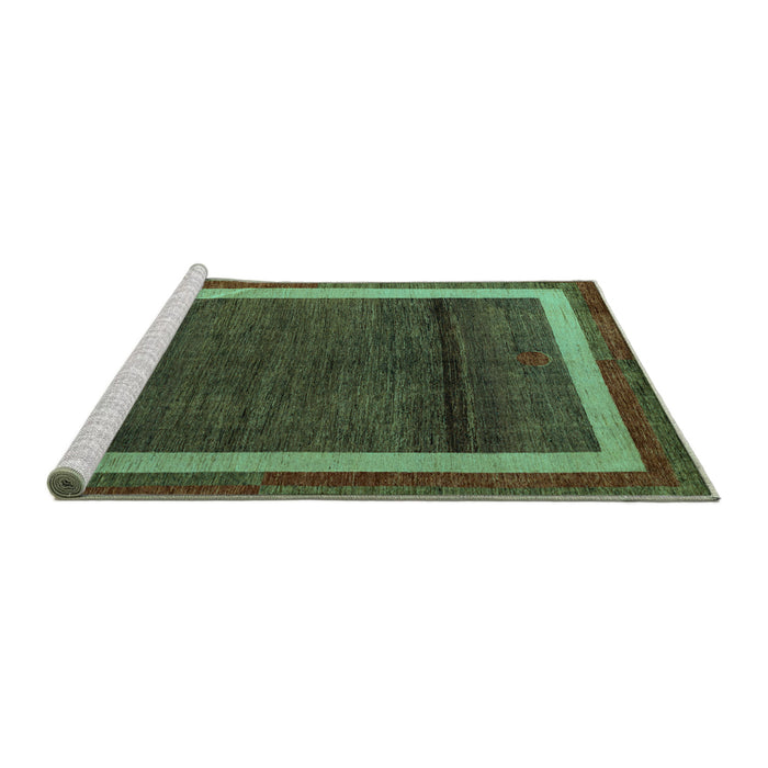 Sideview of Machine Washable Abstract Turquoise Modern Area Rugs, wshabs4717turq