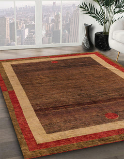 Machine Washable Abstract Red Rug in a Family Room, wshabs4717