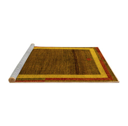 Sideview of Machine Washable Abstract Yellow Modern Rug, wshabs4717yw