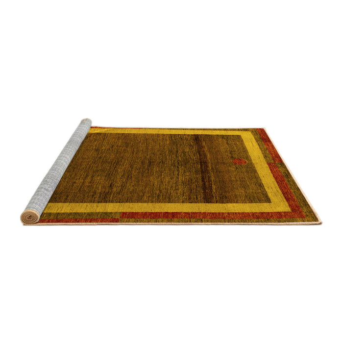 Sideview of Machine Washable Abstract Yellow Modern Rug, wshabs4717yw