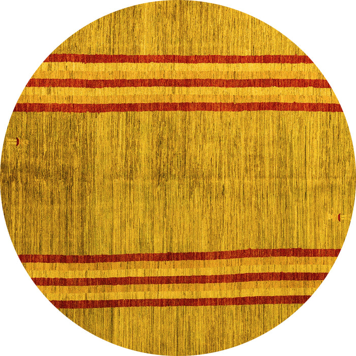 Round Abstract Yellow Modern Rug, abs4718yw