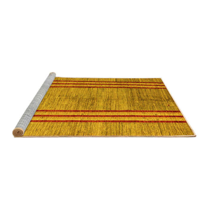Sideview of Machine Washable Abstract Yellow Modern Rug, wshabs4718yw