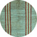 Round Abstract Light Blue Modern Rug, abs4718lblu