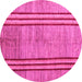 Round Machine Washable Abstract Pink Modern Rug, wshabs4718pnk