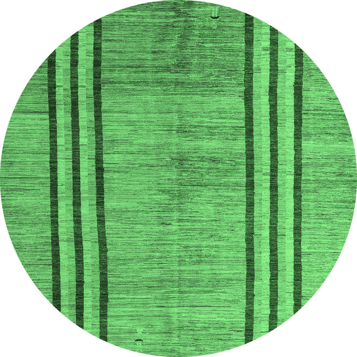Round Abstract Emerald Green Modern Rug, abs4718emgrn