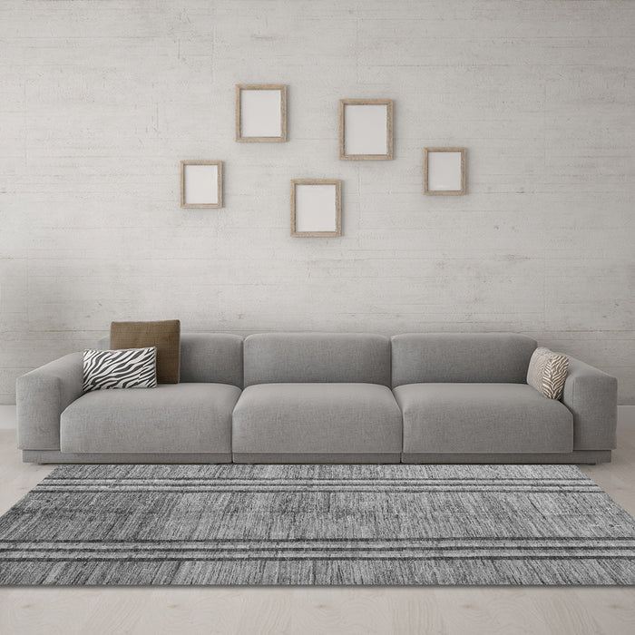 Machine Washable Abstract Gray Modern Rug in a Living Room,, wshabs4718gry